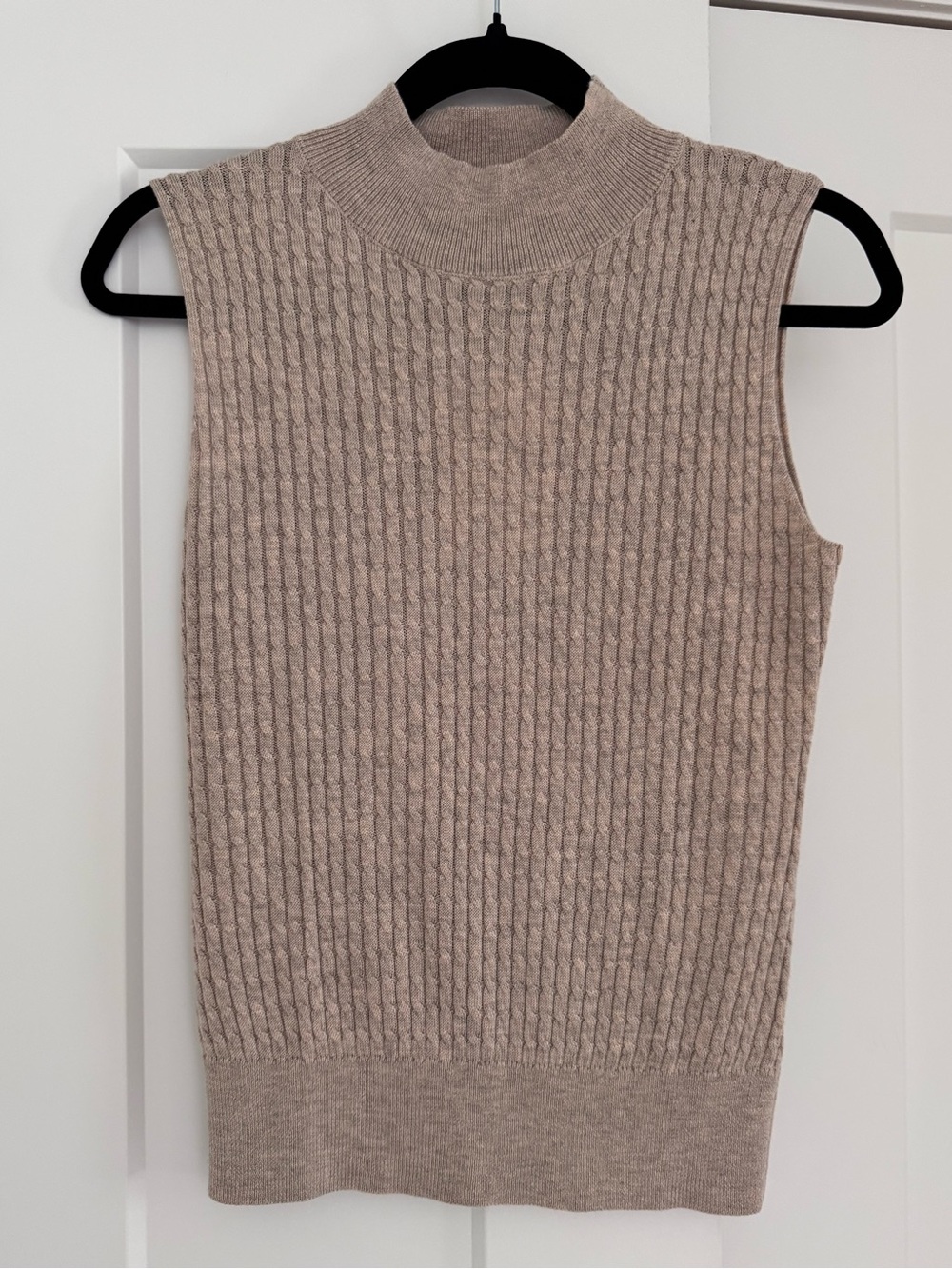 MOTF Eco Beige Cable Knit Mock Neck Sweater